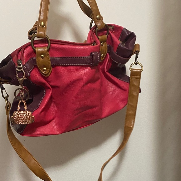 Sophie Martin Paris Stylish Pink Purple and Brown Women's Bag - Picture 4 of 12